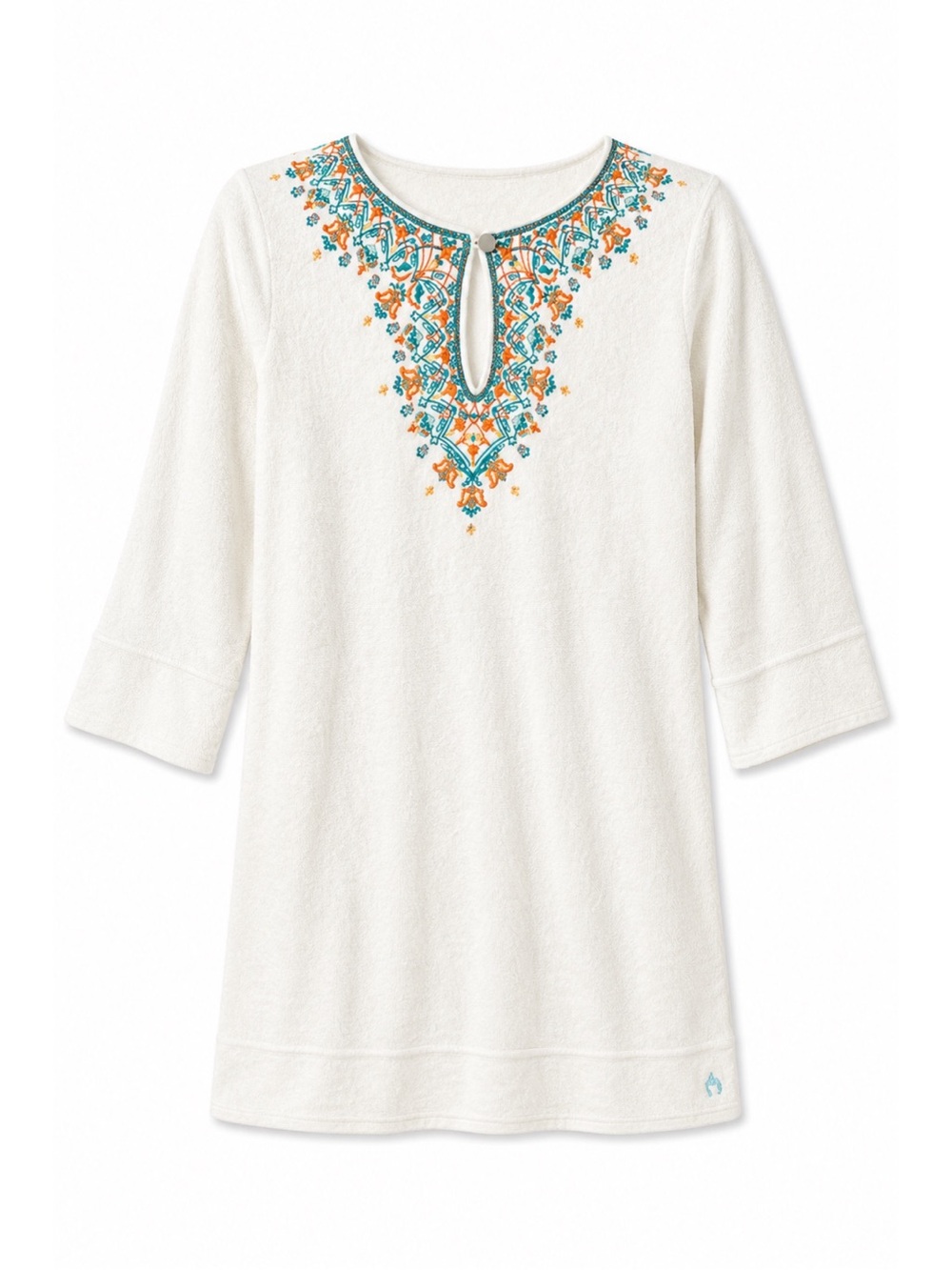 Cabana Life White Orange & Teal Moroccan Terrycloth Swim Coverup Girls Size 14